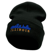 Illinois Skyline Embroidered 12 Inch Long Knitted Beanie