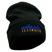 Illinois Skyline Embroidered 12 Inch Long Knitted Beanie