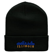 Illinois Skyline Embroidered 12 Inch Long Knitted Beanie