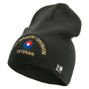 U.S. Army 9th Infantry Division Symbol Embroidered 8 Inch Solid Knit Short Beanie Made in USA - Graphite OSFM