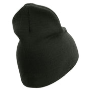 U.S. Army 9th Infantry Division Symbol Embroidered 8 Inch Solid Knit Short Beanie Made in USA - Graphite OSFM