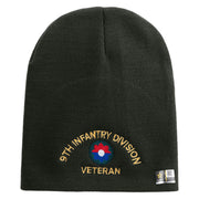U.S. Army 9th Infantry Division Symbol Embroidered 8 Inch Solid Knit Short Beanie Made in USA - Graphite OSFM