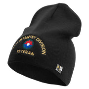 U.S. Army 9th Infantry Division Symbol Embroidered 8 Inch Solid Knit Short Beanie Made in USA - Black OSFM