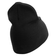 U.S. Army 9th Infantry Division Symbol Embroidered 8 Inch Solid Knit Short Beanie Made in USA - Black OSFM