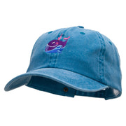 Lovely Whale Embroidered Pigment Dyed Wash Cap - Turquoise OSFM