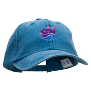 Lovely Whale Embroidered Pigment Dyed Wash Cap - Turquoise OSFM