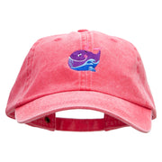 Lovely Whale Embroidered Pigment Dyed Wash Cap - Fuchsia OSFM