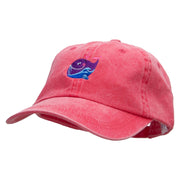 Lovely Whale Embroidered Pigment Dyed Wash Cap - Fuchsia OSFM