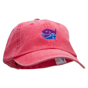 Lovely Whale Embroidered Pigment Dyed Wash Cap - Fuchsia OSFM