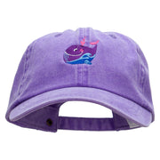 Lovely Whale Embroidered Pigment Dyed Wash Cap - Purple OSFM