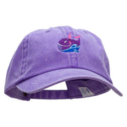 Lovely Whale Embroidered Pigment Dyed Wash Cap - Purple OSFM