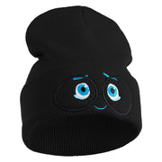 Inside Emotions Sadness Embroidered 12" Long Knitted Beanie - Black OSFM