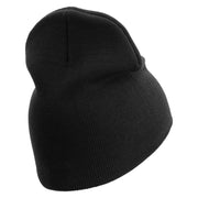 U.S. Army 11th Infantry Brigade Symbol Embroidered 8 Inch Solid Knit Short Beanie Made in USA - Black OSFM