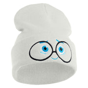 Inside Emotions Sadness Embroidered 12" Long Knitted Beanie - White OSFM