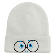 Inside Emotions Sadness Embroidered 12" Long Knitted Beanie - White OSFM