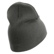 U.S. Army 11th Infantry Brigade Symbol Embroidered 8 Inch Solid Knit Short Beanie Made in USA - Charcoal OSFM