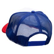 Player 1 Embroidered Foam Panel Mesh Snapback - White-Royal OSFM