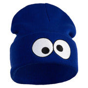 Puppet Monster Eyes Embroidered 12" Long Knitted Beanie - Royal OSFM