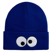 Puppet Monster Eyes Embroidered 12" Long Knitted Beanie - Royal OSFM
