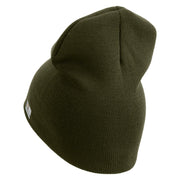 U.S. Army 23rd Infantry Division Symbol Embroidered 8 Inch Solid Knit Short Beanie Made in USA - Olive OSFM