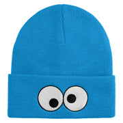 Puppet Monster Eyes Embroidered 12" Long Knitted Beanie - Aqua OSFM