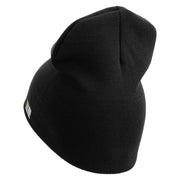U.S. Army 23rd Infantry Division Symbol Embroidered 8 Inch Solid Knit Short Beanie Made in USA - Black OSFM