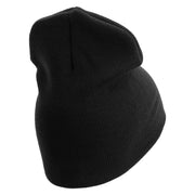U.S. Army 23rd Infantry Division Symbol Embroidered 8 Inch Solid Knit Short Beanie Made in USA - Black OSFM
