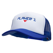 Player 1 Embroidered Foam Panel Mesh Snapback - Royal-White OSFM