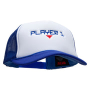 Player 1 Embroidered Foam Panel Mesh Snapback - Royal-White OSFM