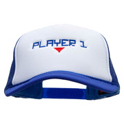 Player 1 Embroidered Foam Panel Mesh Snapback - Royal-White OSFM