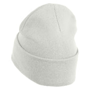 Puppet Monster Eyes Embroidered 12" Long Knitted Beanie - White OSFM