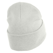 Puppet Monster Eyes Embroidered 12" Long Knitted Beanie - White OSFM