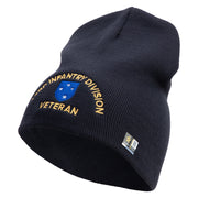 U.S. Army 23rd Infantry Division Symbol Embroidered 8 Inch Solid Knit Short Beanie Made in USA - Navy OSFM