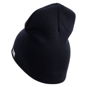 U.S. Army 23rd Infantry Division Symbol Embroidered 8 Inch Solid Knit Short Beanie Made in USA - Navy OSFM