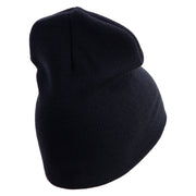 U.S. Army 23rd Infantry Division Symbol Embroidered 8 Inch Solid Knit Short Beanie Made in USA - Navy OSFM