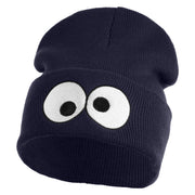 Puppet Monster Eyes Embroidered 12" Long Knitted Beanie - Navy OSFM