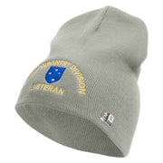 U.S. Army 23rd Infantry Division Symbol Embroidered 8 Inch Solid Knit Short Beanie Made in USA - dk-ash OSFM