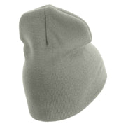 U.S. Army 23rd Infantry Division Symbol Embroidered 8 Inch Solid Knit Short Beanie Made in USA - dk-ash OSFM