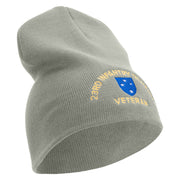 U.S. Army 23rd Infantry Division Symbol Embroidered 8 Inch Solid Knit Short Beanie Made in USA - dk-ash OSFM