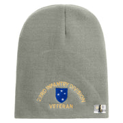 U.S. Army 23rd Infantry Division Symbol Embroidered 8 Inch Solid Knit Short Beanie Made in USA - dk-ash OSFM