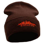 Houston Skyline Embroidered 12 inch Acrylic Blank Cuff Long Beanie