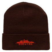 Houston Skyline Embroidered 12 inch Acrylic Blank Cuff Long Beanie