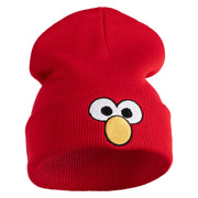 Sesame Puppet Eyes Logo Embroidered 12" Long Knitted Beanie - Red OSFM