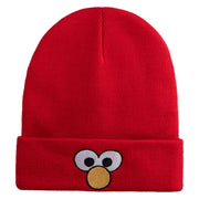 Sesame Puppet Eyes Logo Embroidered 12" Long Knitted Beanie - Red OSFM