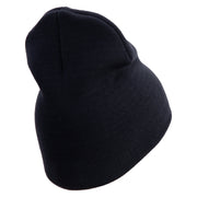 U.S. Army 24th Infantry Division Symbol Embroidered 8 Inch Solid Knit Short Beanie Made in USA - Navy OSFM