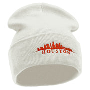 Houston Skyline Embroidered 12 inch Acrylic Blank Cuff Long Beanie