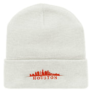 Houston Skyline Embroidered 12 inch Acrylic Blank Cuff Long Beanie