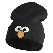 Sesame Puppet Eyes Logo Embroidered 12" Long Knitted Beanie - Black OSFM