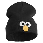 Sesame Puppet Eyes Logo Embroidered 12" Long Knitted Beanie - Black OSFM