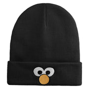 Sesame Puppet Eyes Logo Embroidered 12" Long Knitted Beanie - Black OSFM